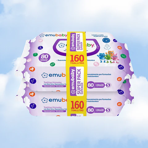 TOALLITAS HUMEDAS EMUBABY PACK 2 X 80 - 1 UNIDAD