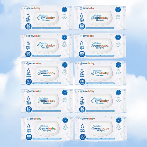 TOALLITAS HUMEDAS EMUBABY WATER 80 - 10 UNIDADES