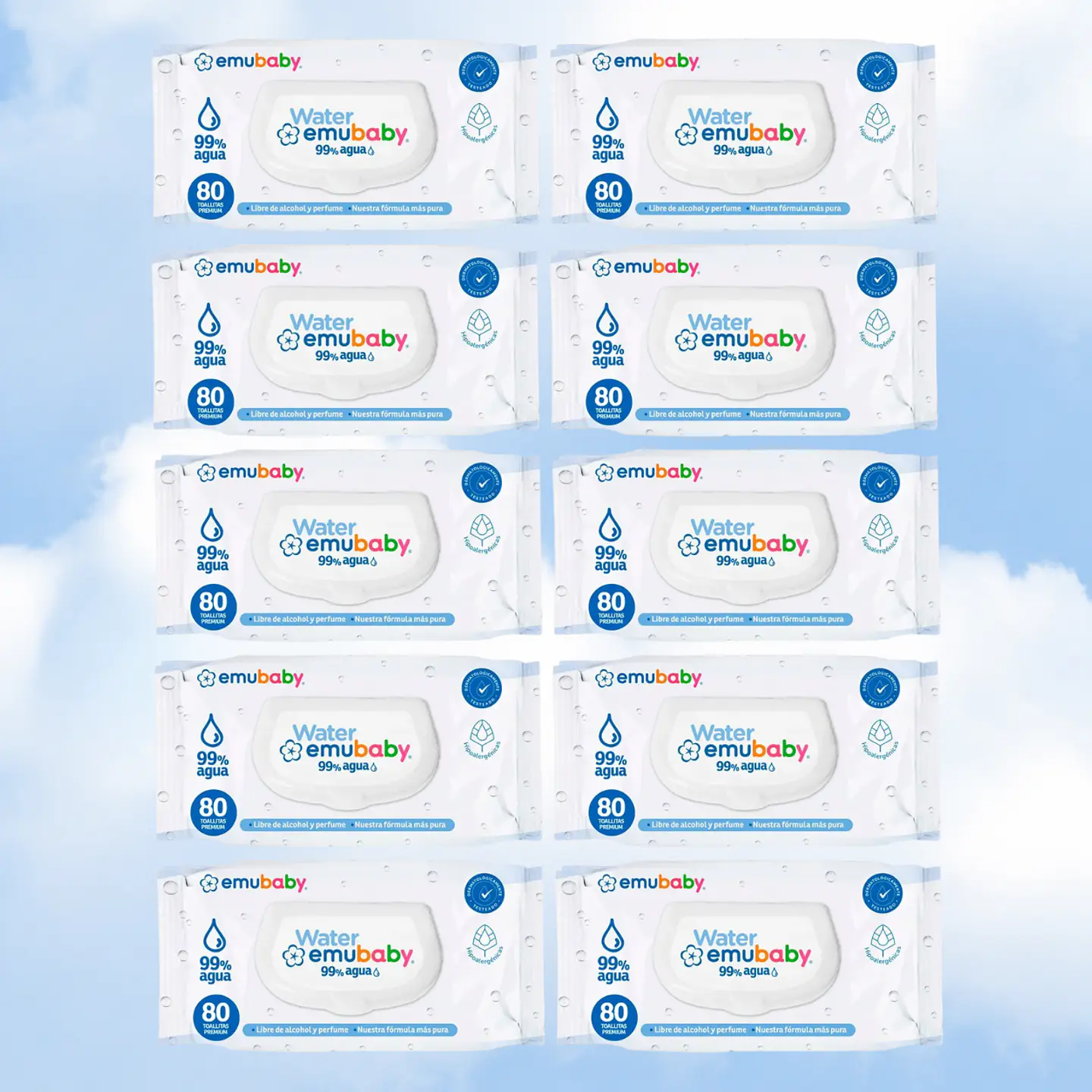 TOALLITAS HUMEDAS EMUBABY WATER 80 - 10 UNIDADES 1