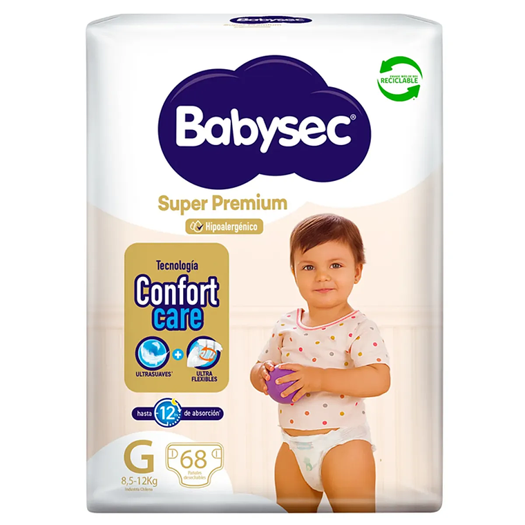 Babysec super premium talla G manga 144 pañales  1