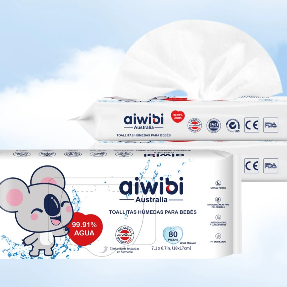 TH AIWIBI 99,91 % AGUA 3 paquetes de 80 unidades c/u 1