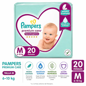Pampers premium care talla M manga 160 pañales