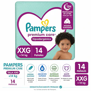 Pampers premium care talla XXG manga 128 pañales