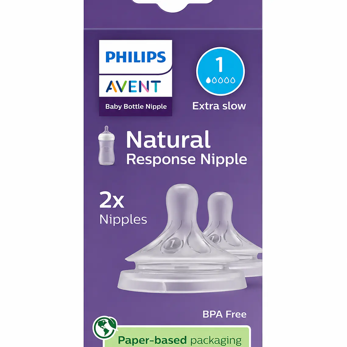 Tetina Natural Philips Avent, flujo para recién nacidos 0m, Flujo 1 1