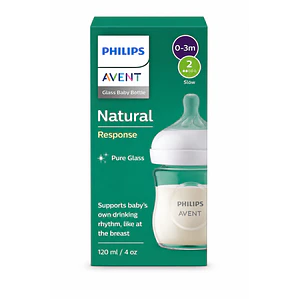 Mamadera Natural Philips Avent vidrio 0-3m, flujo 2, 120ml