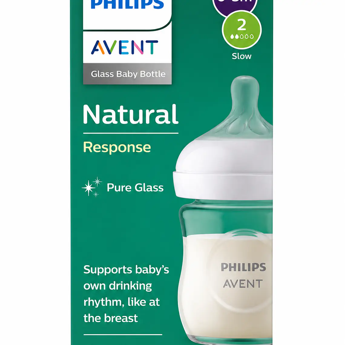 Mamadera Natural Philips Avent vidrio 0-3m, flujo 2, 120ml 1