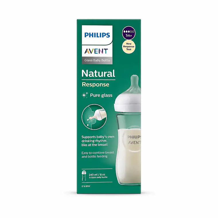 Mamadera Natural Philips Avent vidrio 1m+, 240ml 1