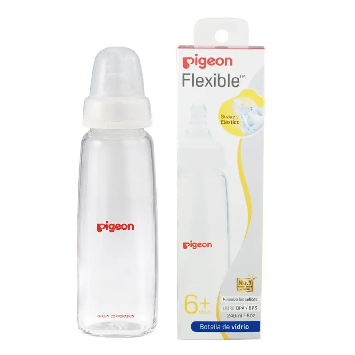 Mamadera Pigeon B/A vidrio Perist. M 240ml  1