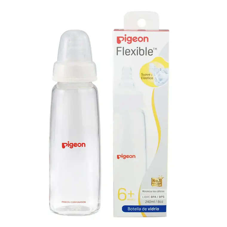 Mamadera Pigeon B/A vidrio Perist. M 240ml  1