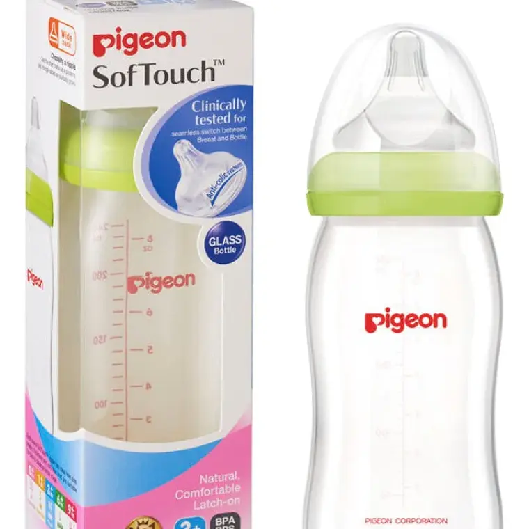 Mamadera Pigeon anti-colicos Softouch vidrio 240ml 1