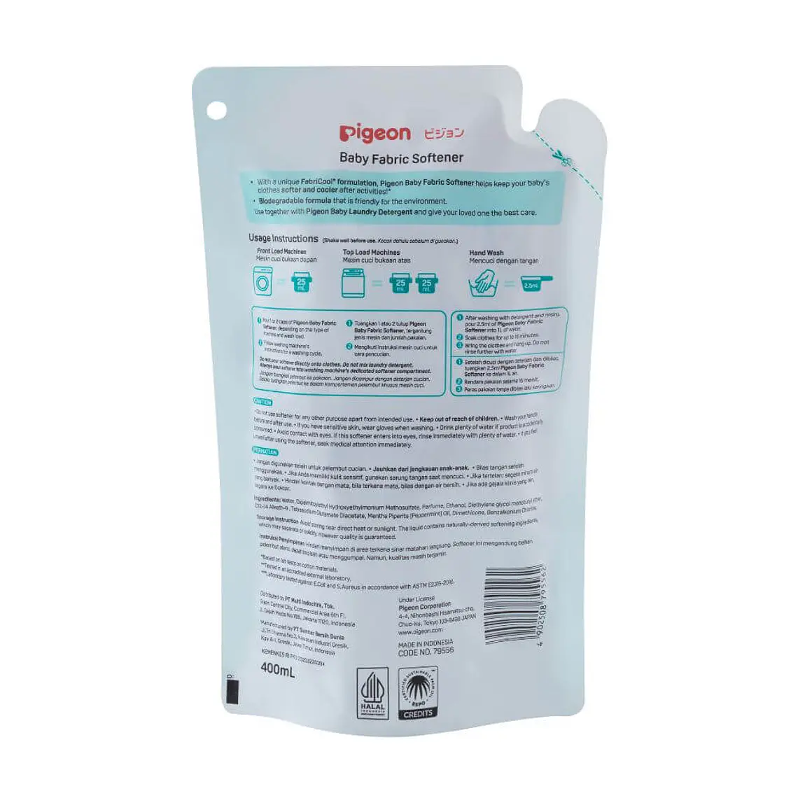 Suavizante de ropa Pigeon para Bebés, recarga de 400ml 2