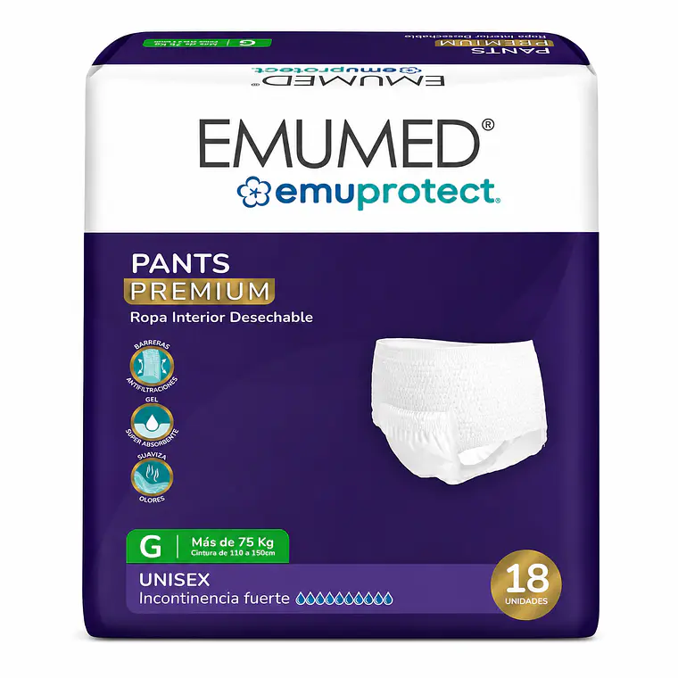 Emumed Pañal adulto Pants talla G, 18un 1