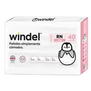 Windel Velcro talla Recién Nacido, 40un