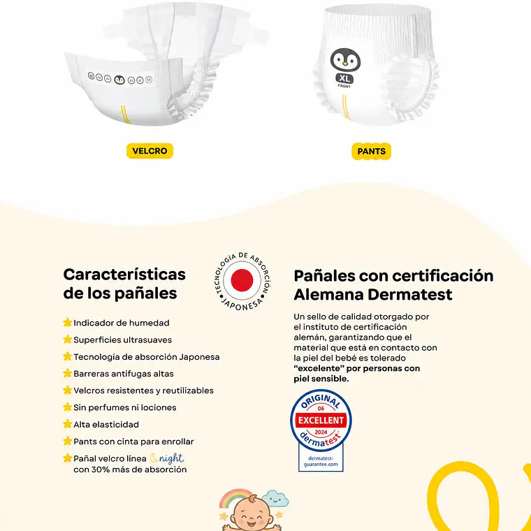 Windel Velcro talla S (P), 40un 2