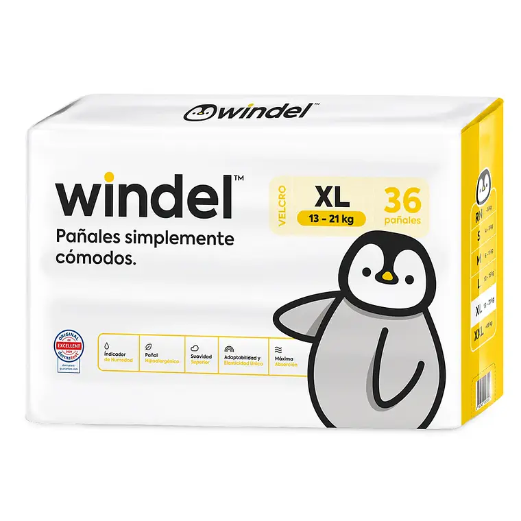 Windel Velcro talla XL (XG), 36un 1