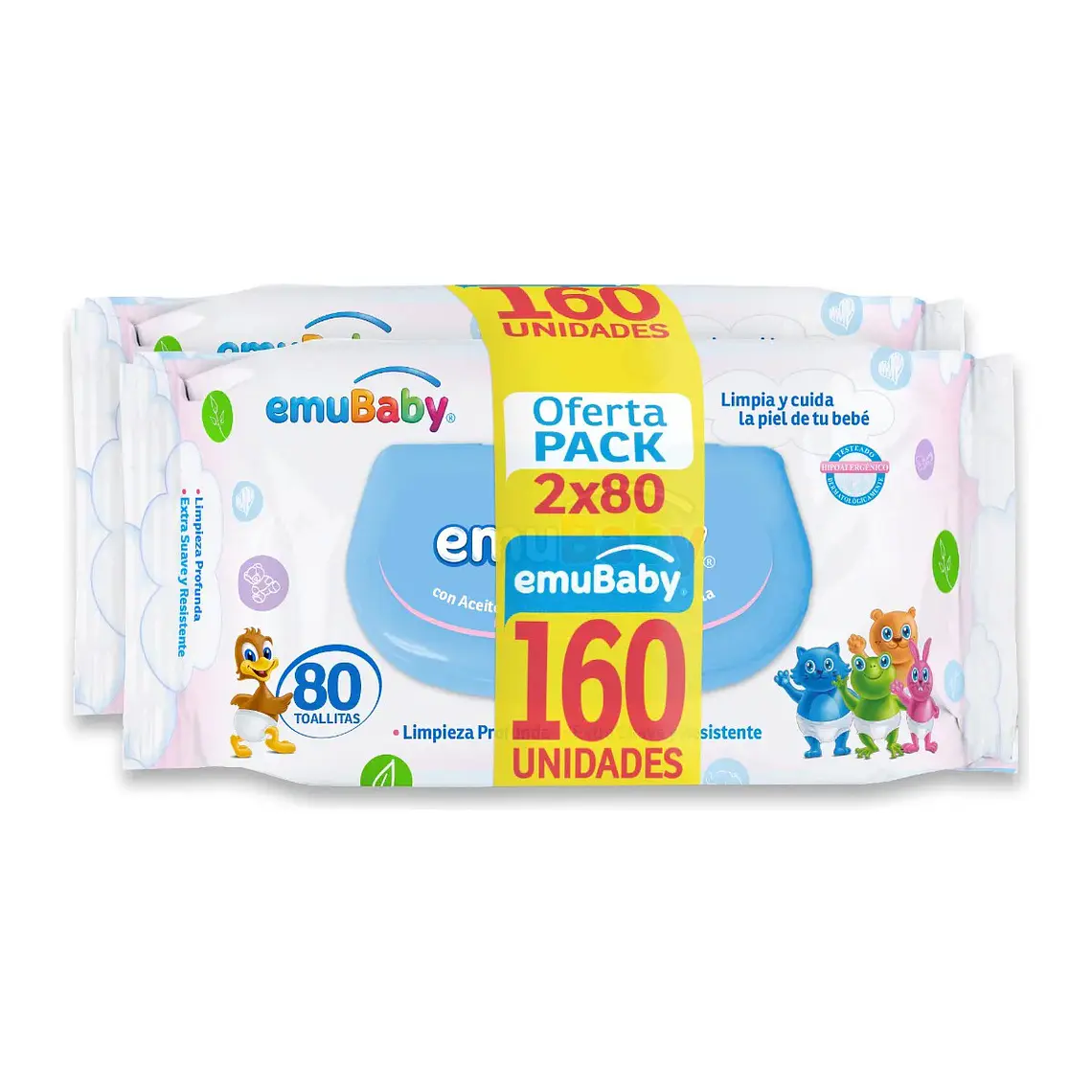 Emubaby Toallitas húmedas pack de 2, 160un 1