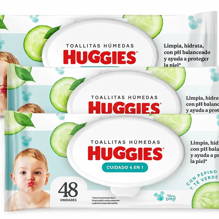 Huggies Toallitas húmedas cuidado 4en1 pack 3, 144un 1