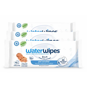 WaterWipes Toqllitas húmedas pack 3, 160un