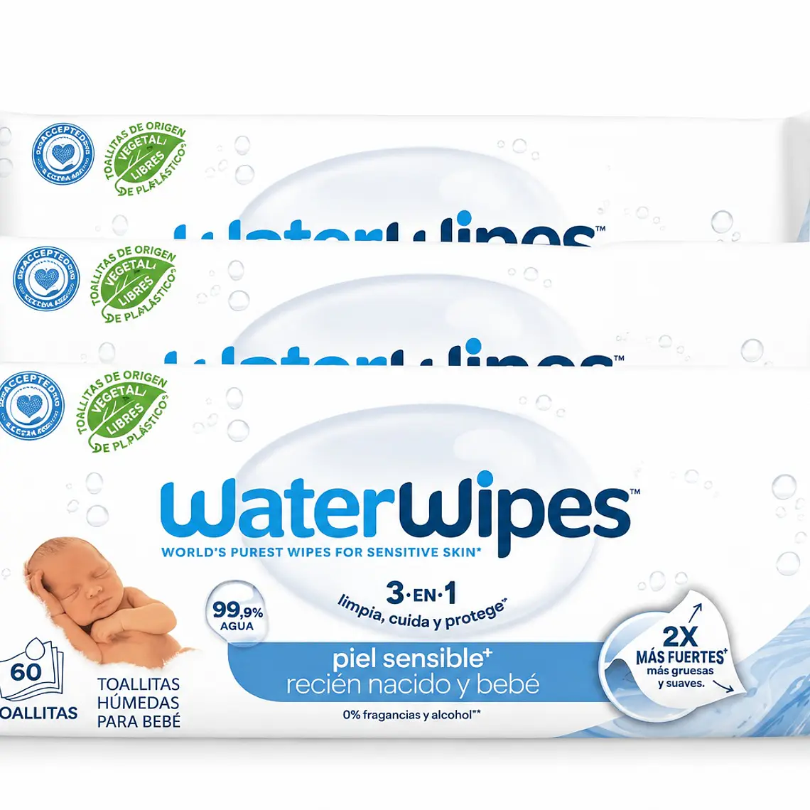 WaterWipes Toqllitas húmedas pack 3, 160un 1
