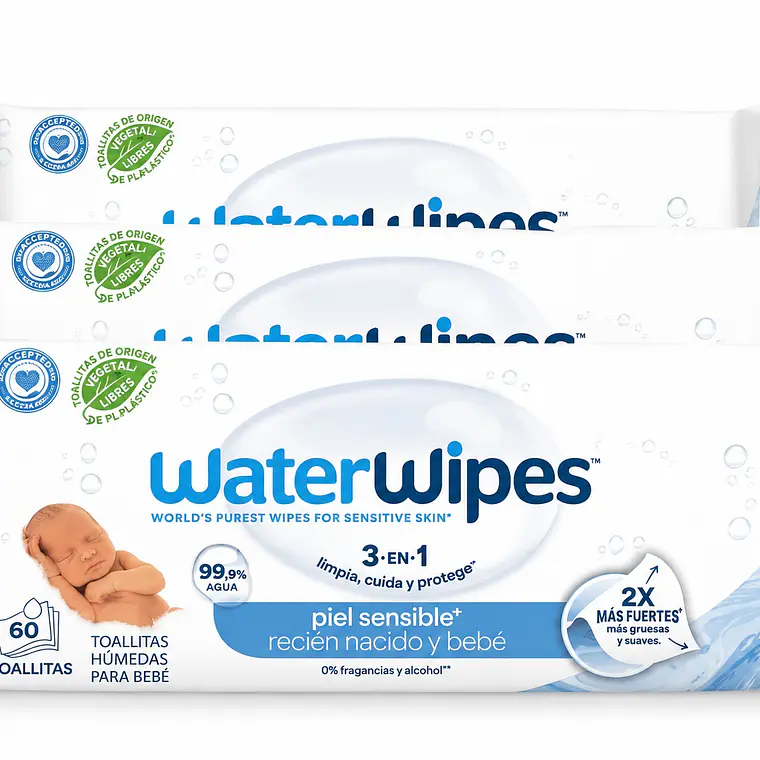 WaterWipes Toqllitas húmedas pack 3, 160un 1
