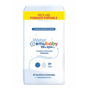Emubaby Water Toallitas húmedas pack de 4, 32un