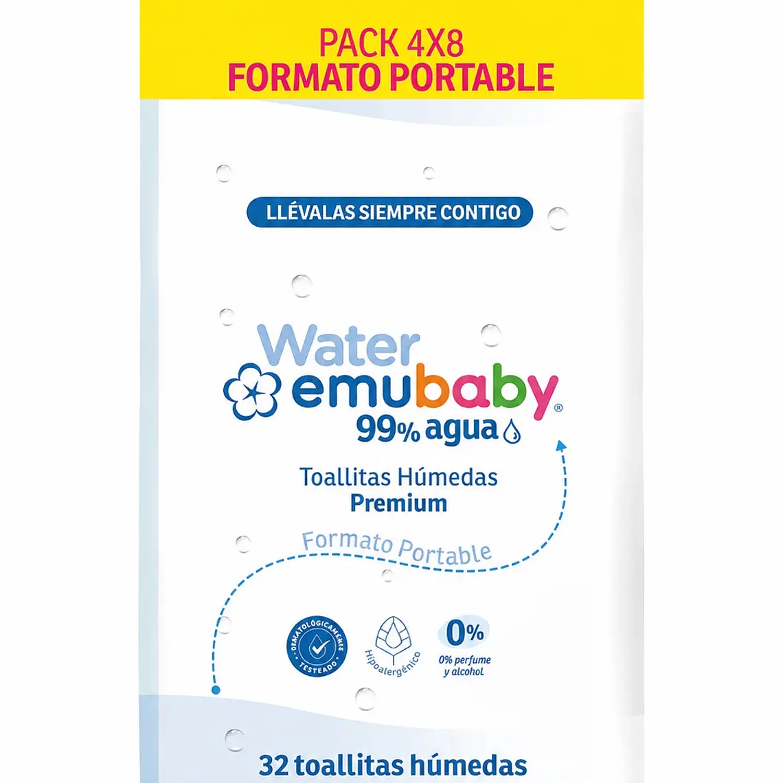 Emubaby Water Toallitas húmedas pack de 4, 32un 1