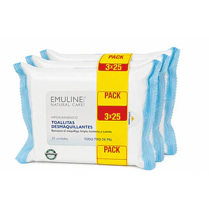 Emuline Toallitas desmaquillantes pack 3, 75un