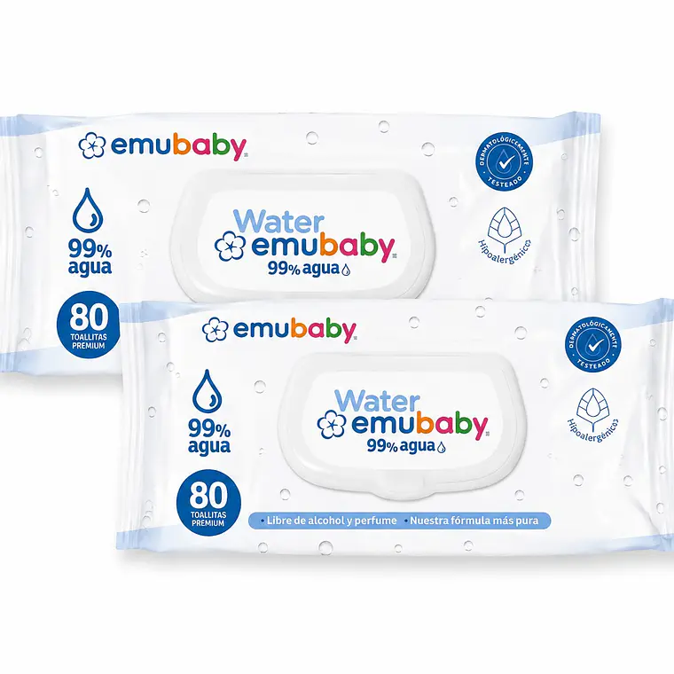 Emubaby Water Toallitas húmedas pack de 2, 1600un 1