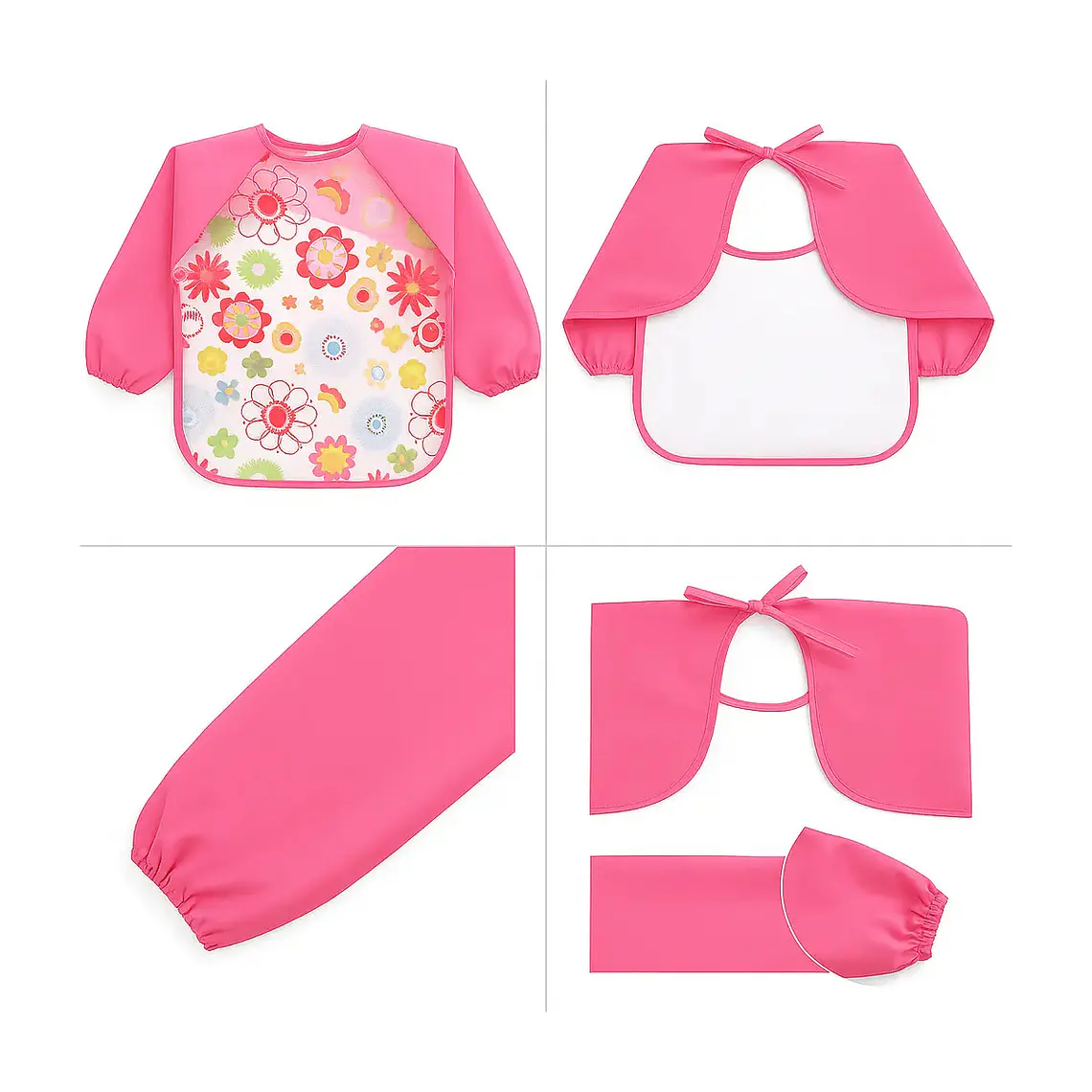 Babero impermeable con Mangas, Flores 2