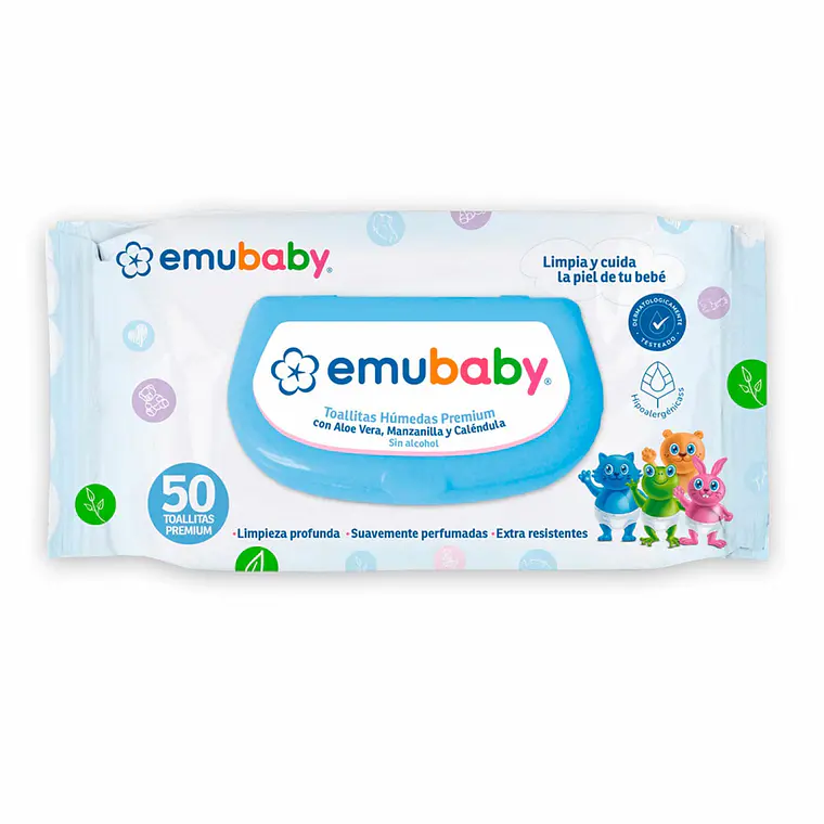 Emubaby Toallitas húmedas Premium, 50un 1