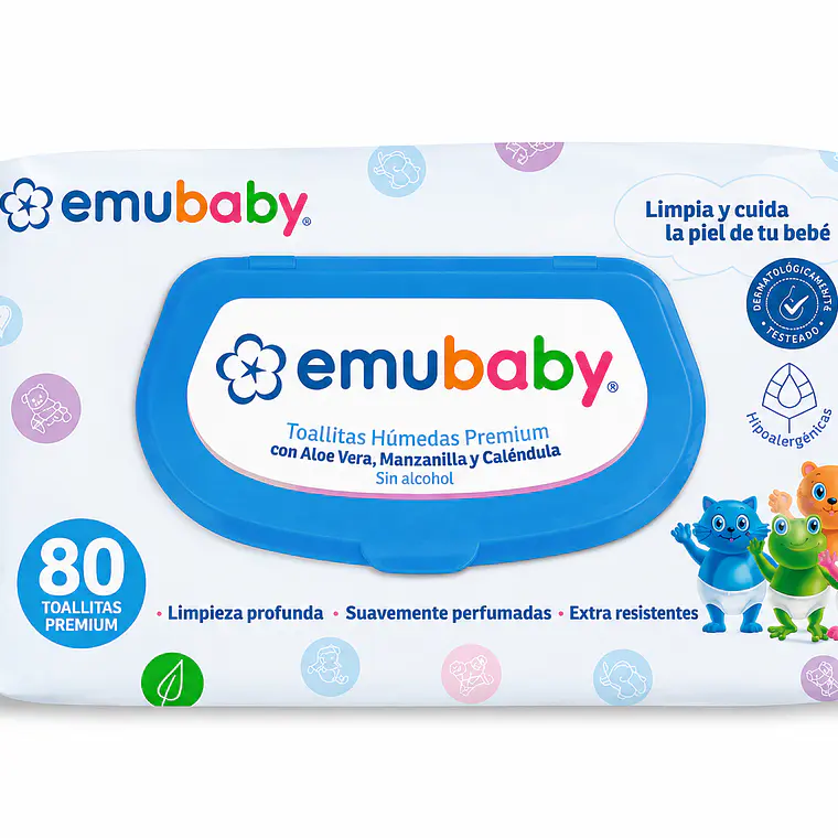 Emubaby Toallitas húmedas Premium, 80un 1