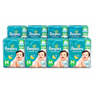 Pampers Manga Confort sec talla M, 160un