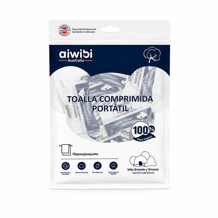 Aiwibi Toalla comprimida portátil, 10un 1