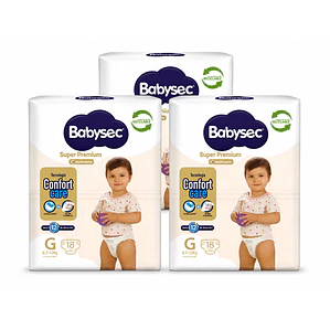 Babysec Súper premium talla G pack de 3, 54un