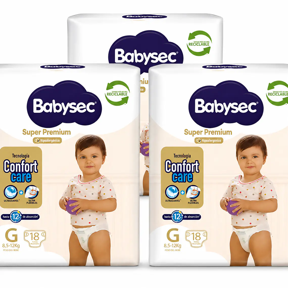 Babysec Súper premium talla G pack de 3, 54un 1