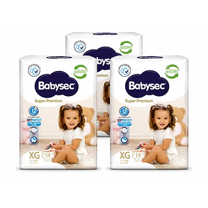Babysec Súper premium talla XG pack de 3, 42un