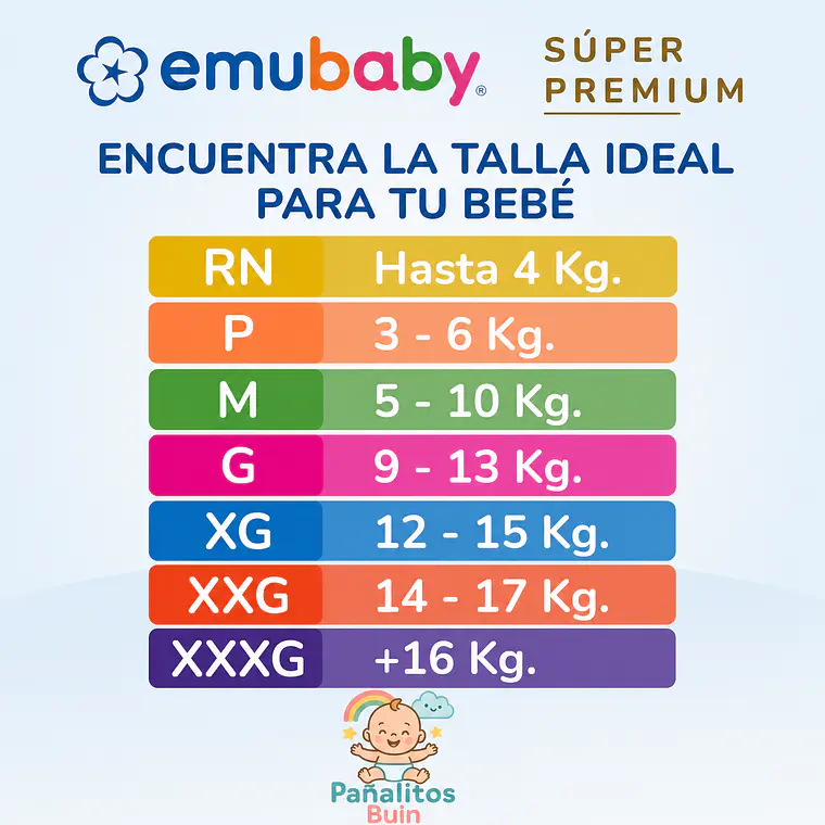 Emubaby Manga Super premium talla M, 176un 2