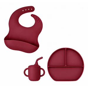 Set alimentacion silicona Burdeo, 5pzs