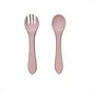 Set cuchara y tenedor de silicona Rosa palo - Miniatura 1