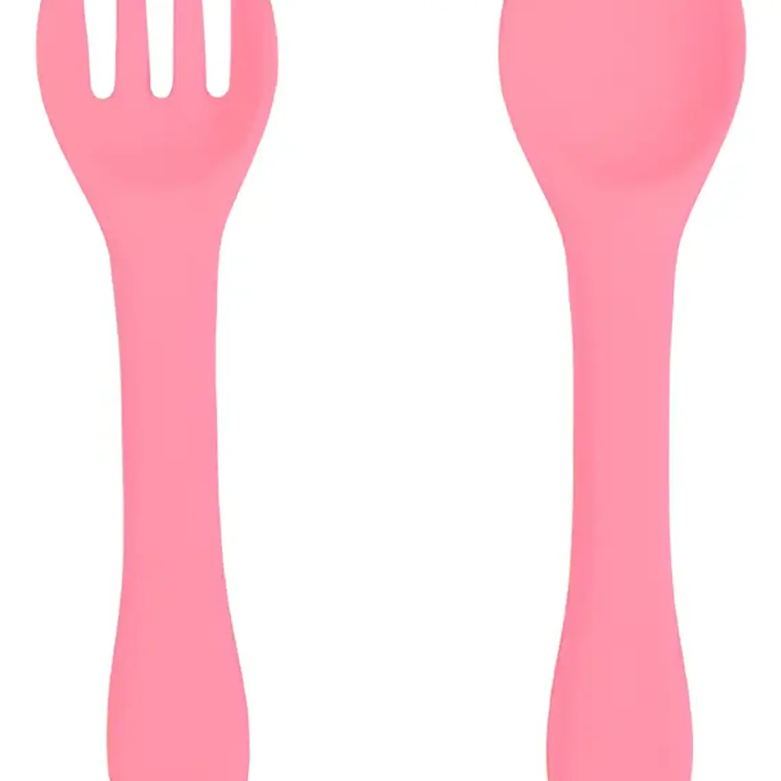 Set cuchara y tenedor de silicona Rosado 1