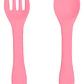 Set cuchara y tenedor de silicona Rosado - Miniatura 1