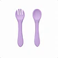 Set cuchara y tenedor de silicona Lila - Miniatura 1