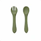 Set cuchara y tenedor de silicona Verde musgo - Miniatura 1