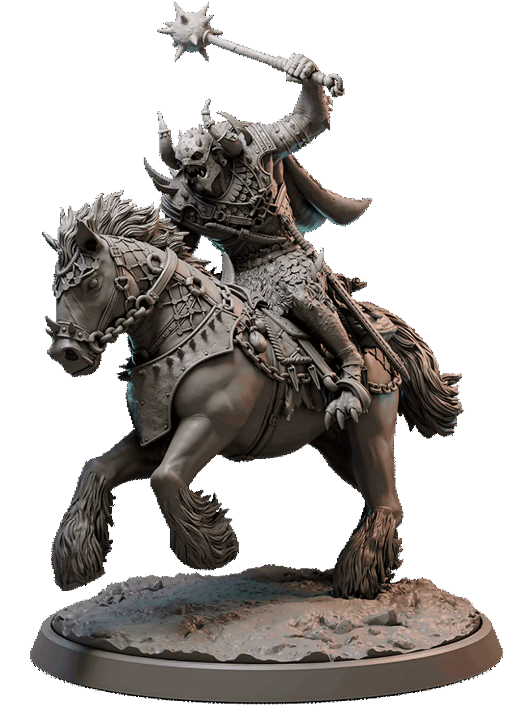 Miniatura 32 mm caballero bestia montado (base 5 cm diámetro) 1