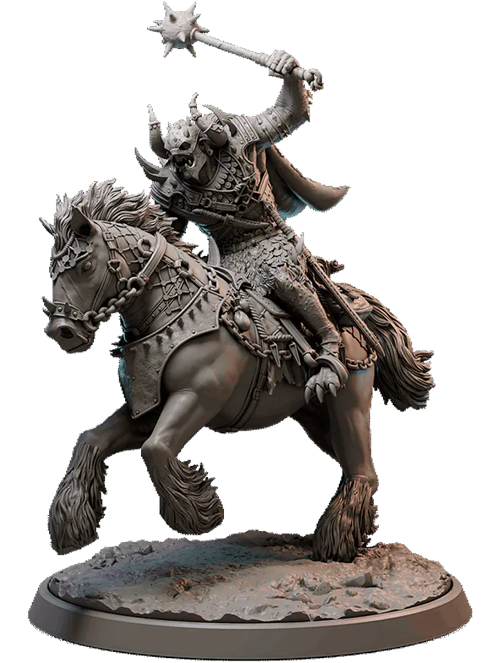 Miniatura 32 mm caballero bestia montado (base 5 cm diámetro) 1