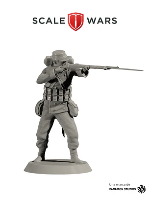 Infantería chilena apuntando de pie 50mm