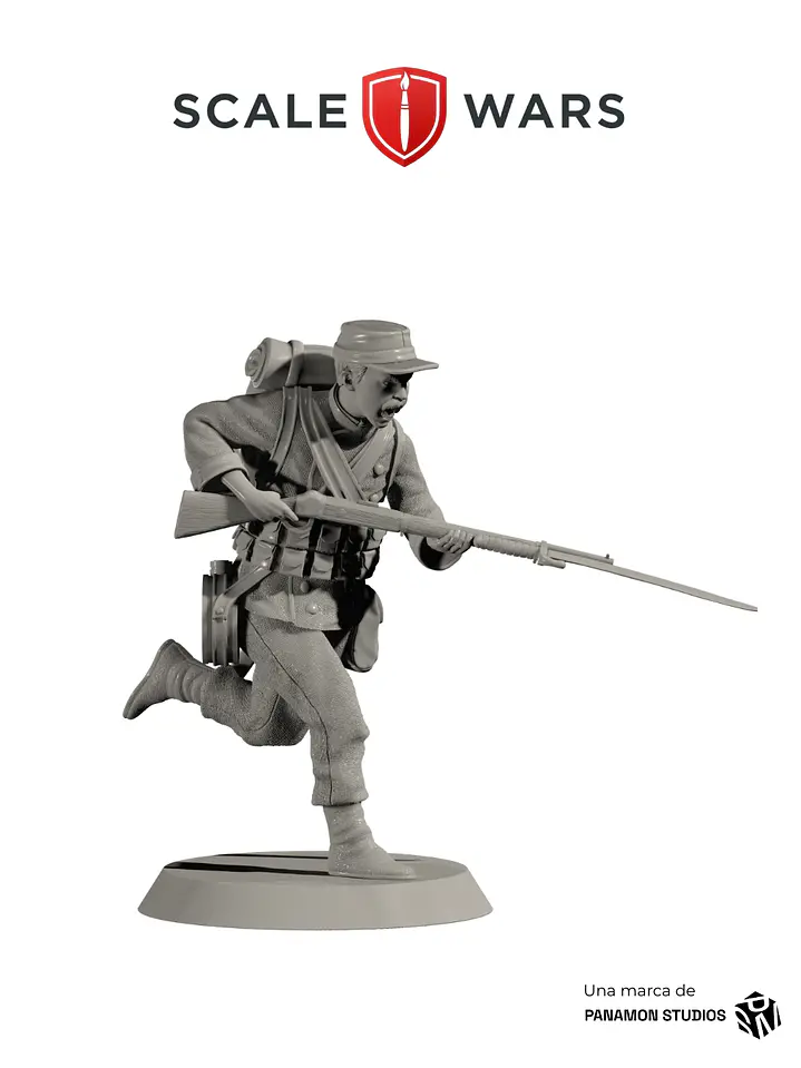 Infantería chilena corriendo 50mm 1