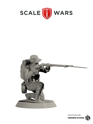 Infantería chilena apuntando arrodillado 50mm