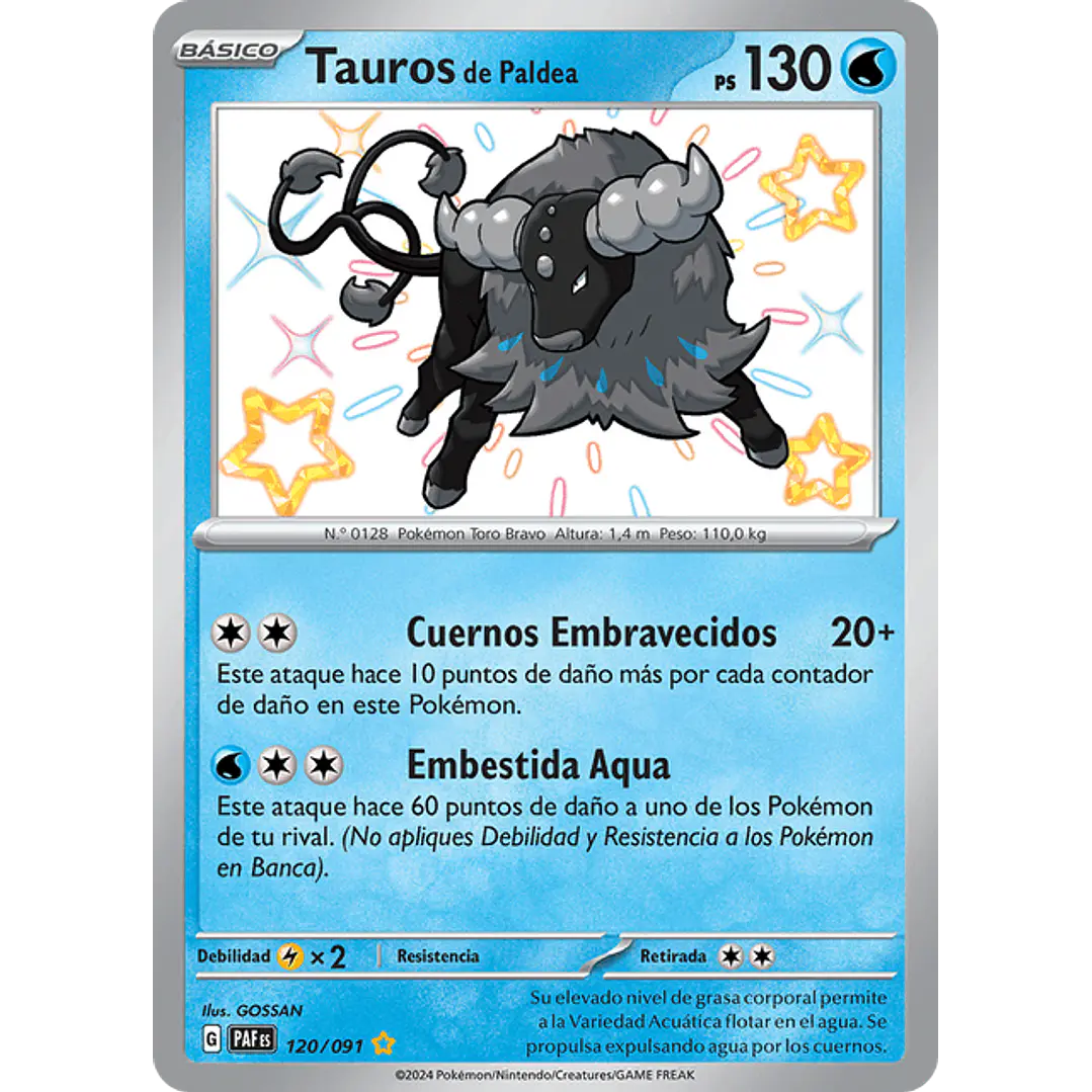 Paldean Tauros - 120/091 - Shiny Rare - Español 1