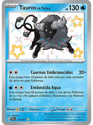 Paldean Tauros - 120/091 - Shiny Rare - Español